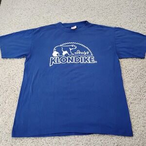 VINTAGE Klondike Shirt Mens Extra Large Blue Single Stitch Ice Cream USA 90s